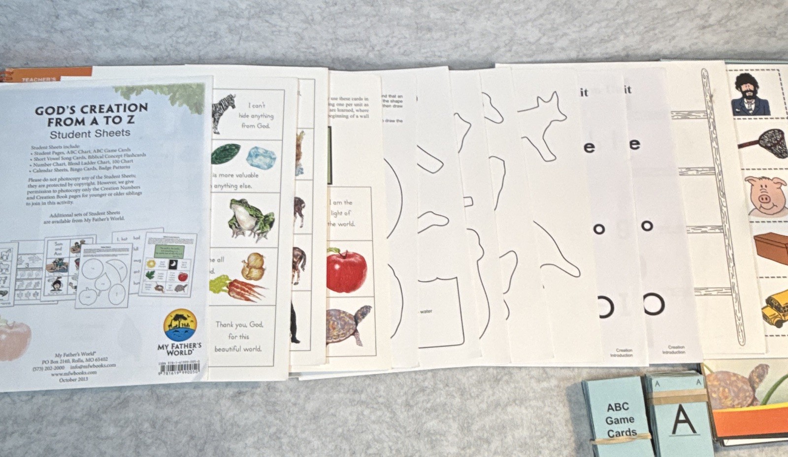 My Father’s World God’s Creation A-Z Kindergarten Set Flash Cards & Manuals