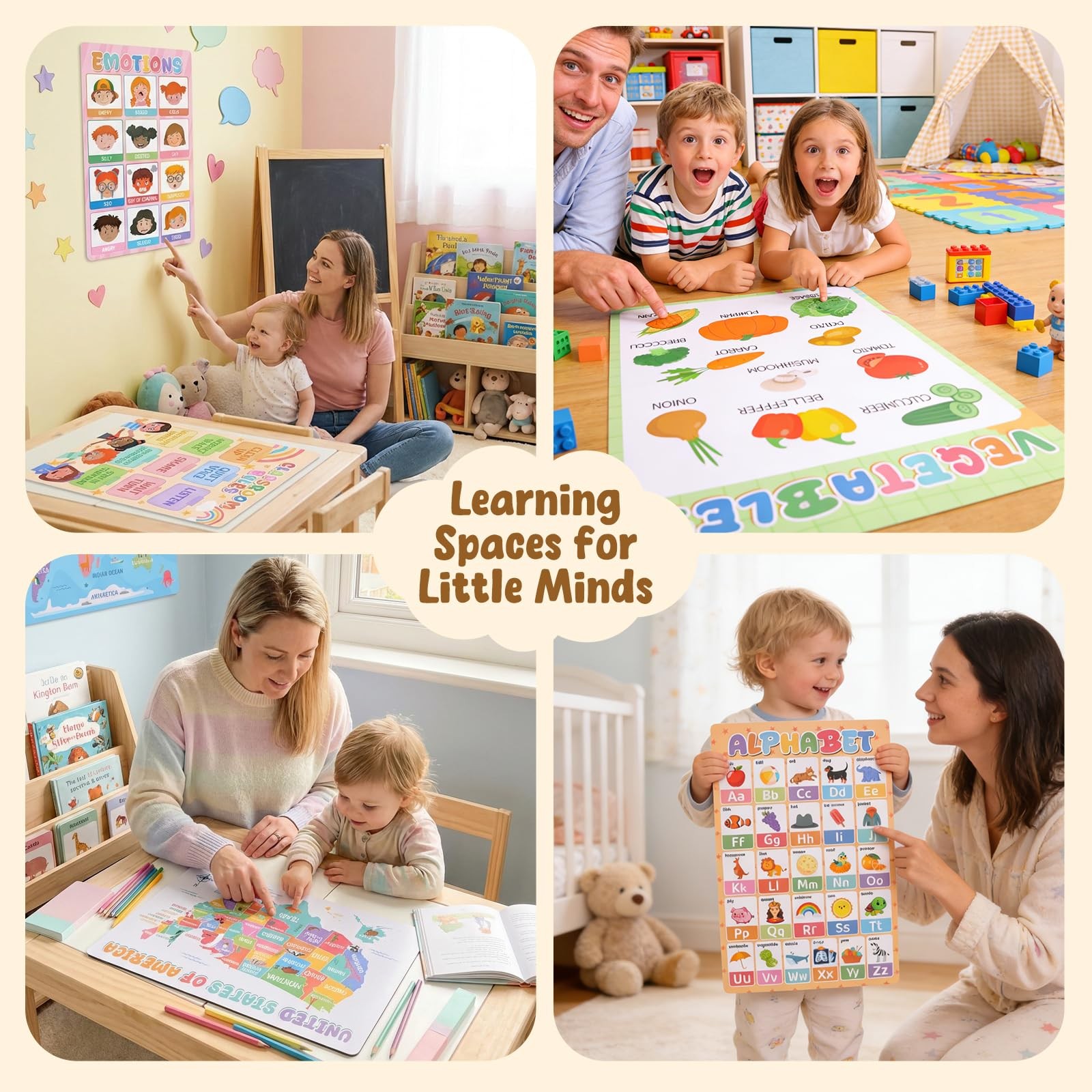 Gorsbark 18 Educational Posters for Toddlers 1-3, Laminated Learning Posters wit