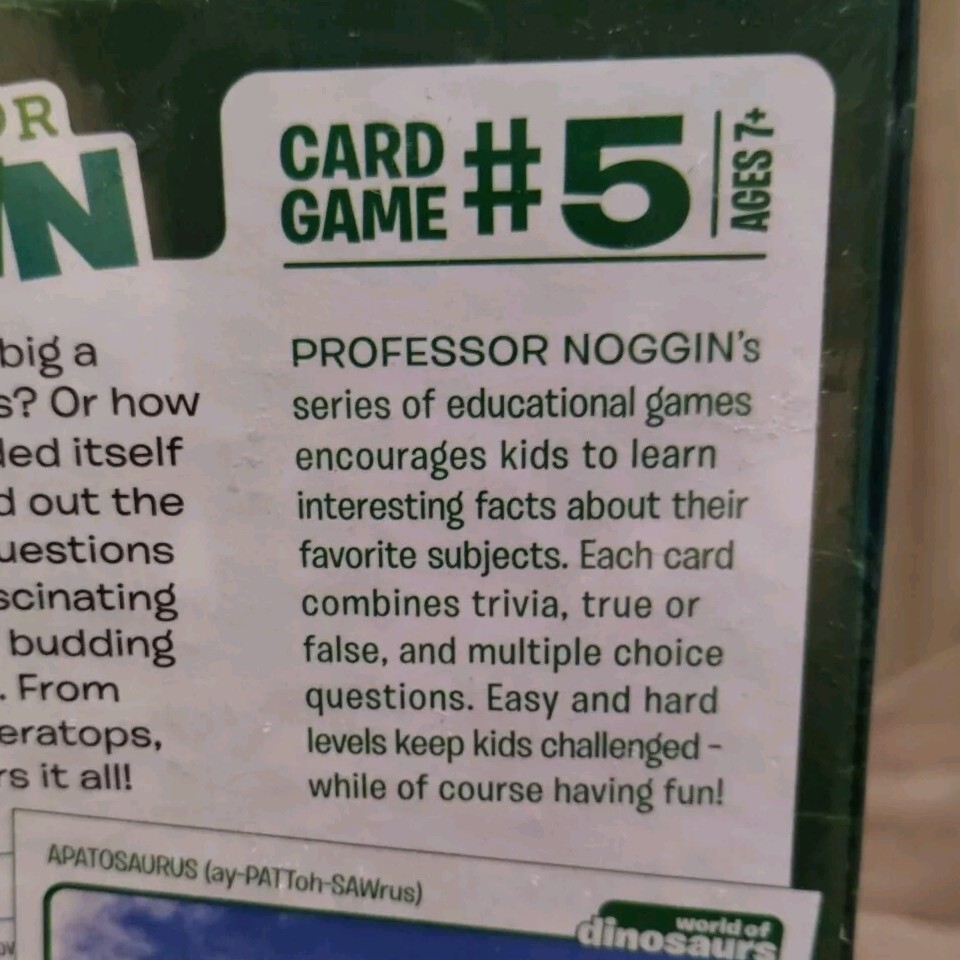 Professor Noggins World of Dinosaurs Card Game #5 NEW SEALED
