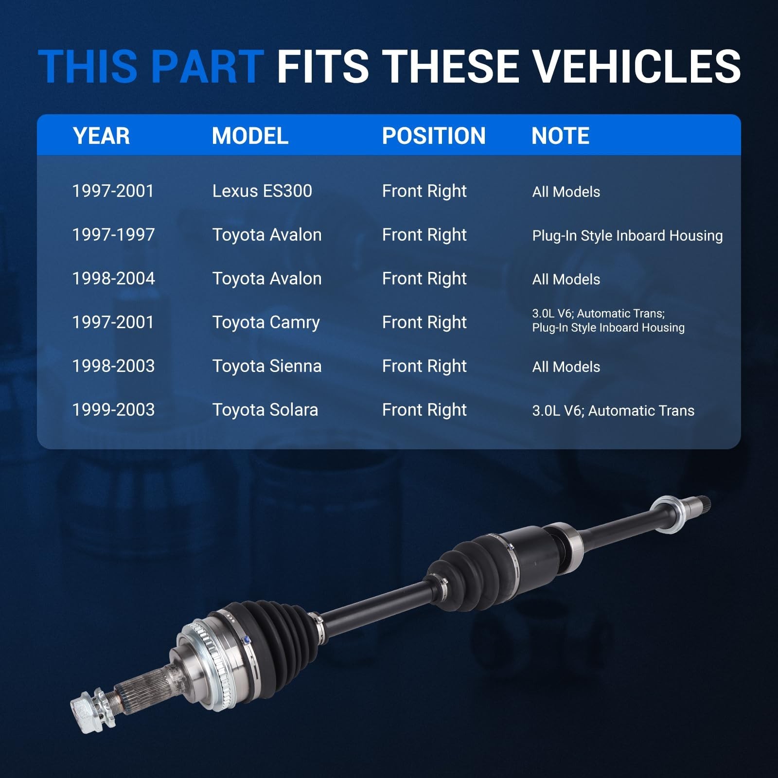 Autoround 665169 Front Right CV Axle Shaft Assembly Fit for Toyota Camry 1997…