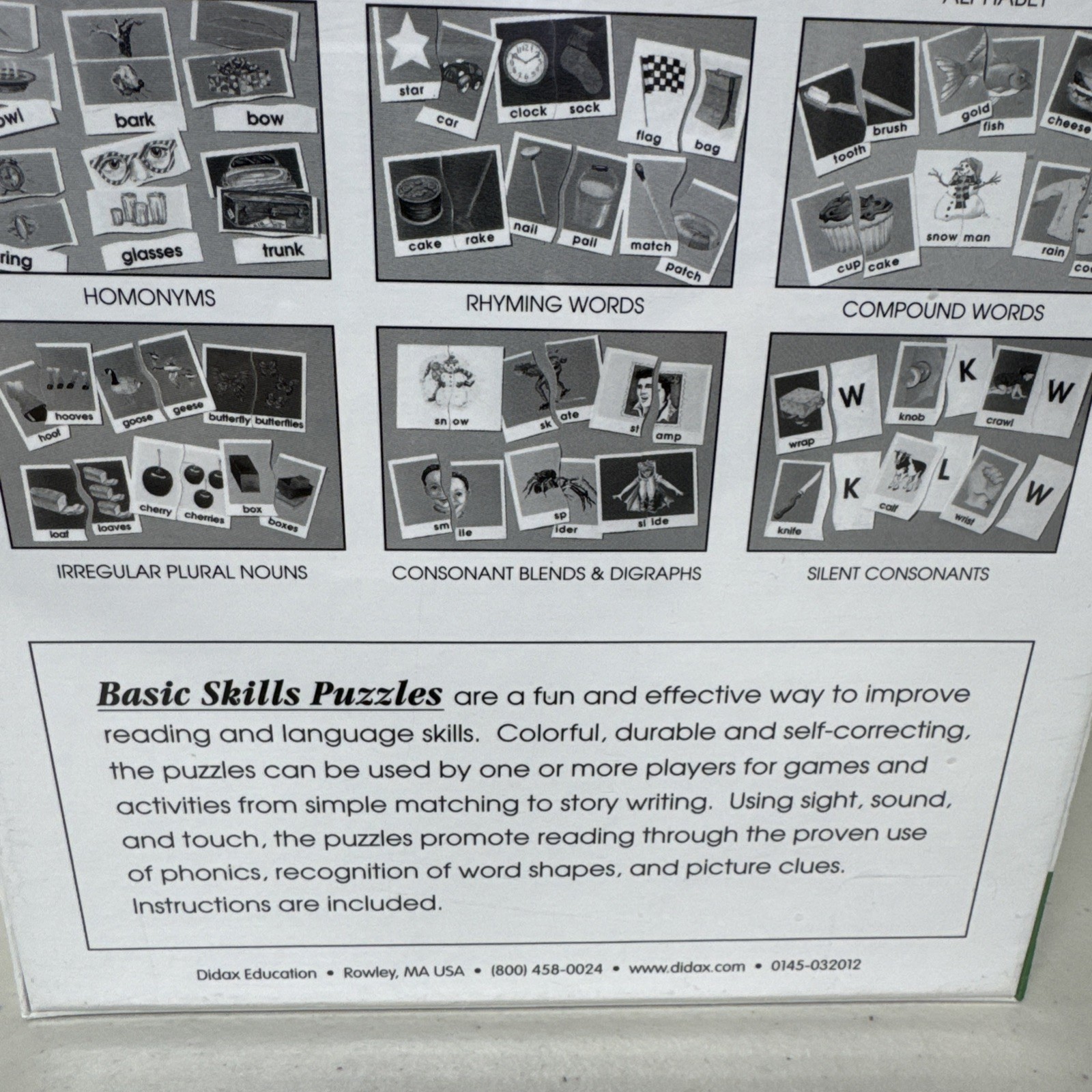 Basic Skills Homonyms Self-Matching Puzzles Didax Hands On Phonics 78 Pieces New