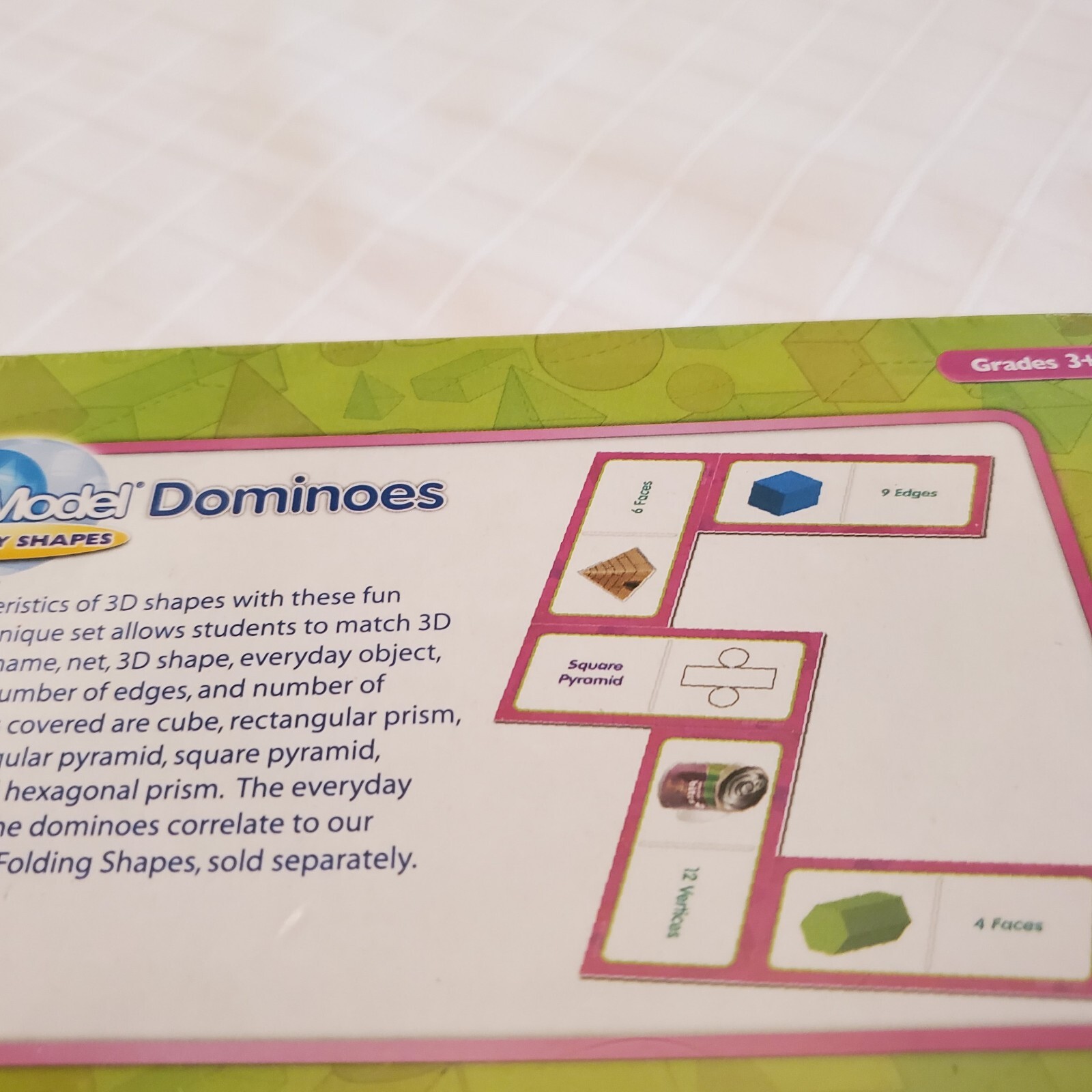 NEW Educational Eai Geomodel Dominoes School Learn Class 2014 3d Shapes Child