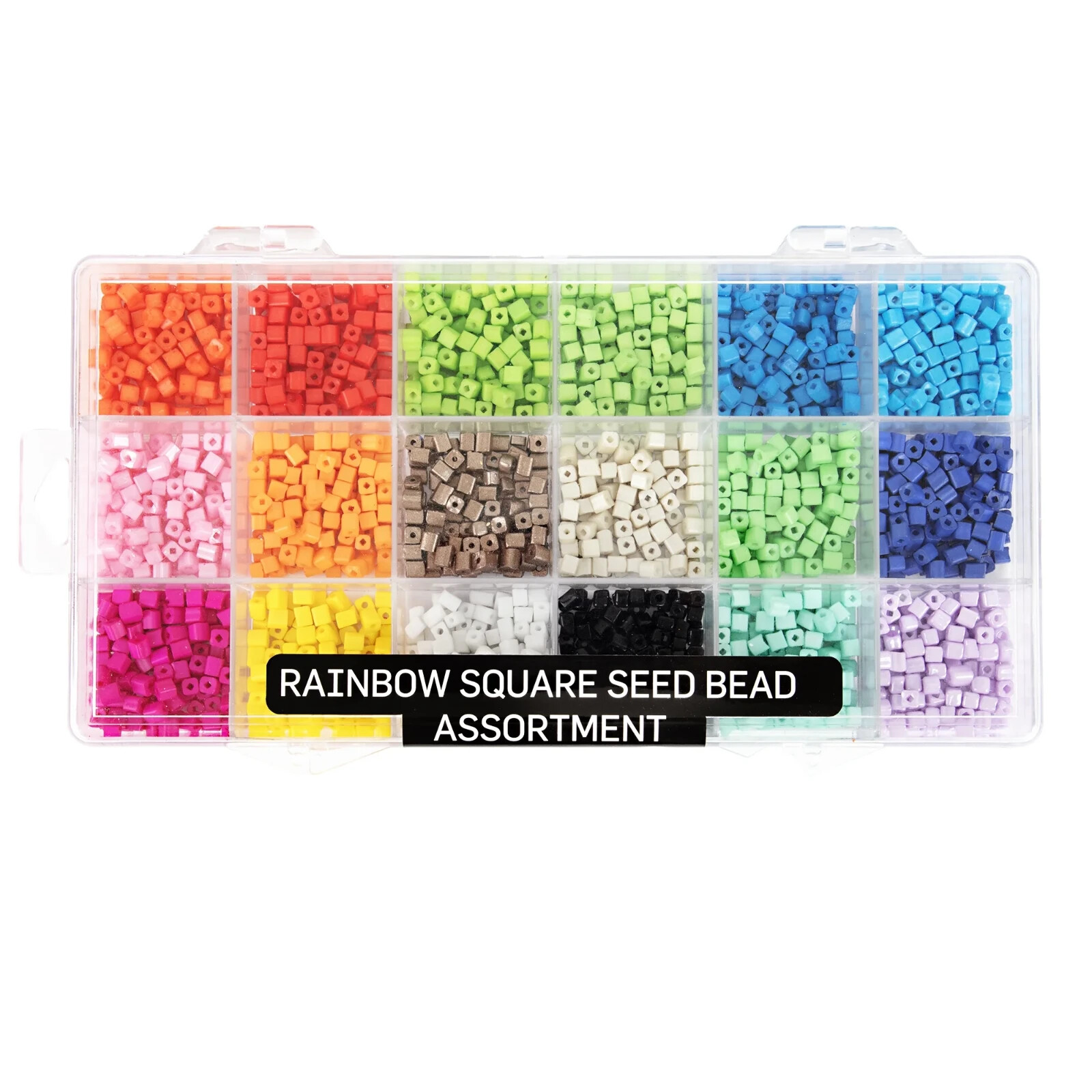 DIY COUSIN – COLORFUL RAINBOW SQUARE SEED BEAD MIX – 3 PKGS AS PICTURED