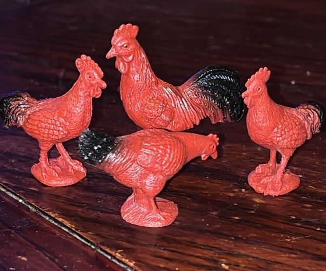Chicken Rooster & Chickens Red Small Toy Model Plastic Replica Barn Animals