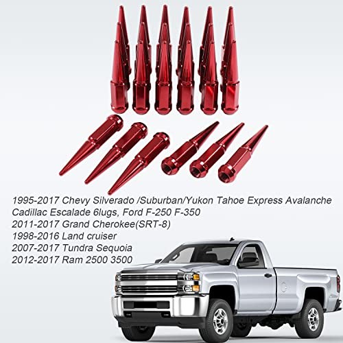CARMOCAR 24 PCS Wheel Spike Lug Nuts 14 mm x 1.5 for Chevy Silverado,Tahoe 4.4″