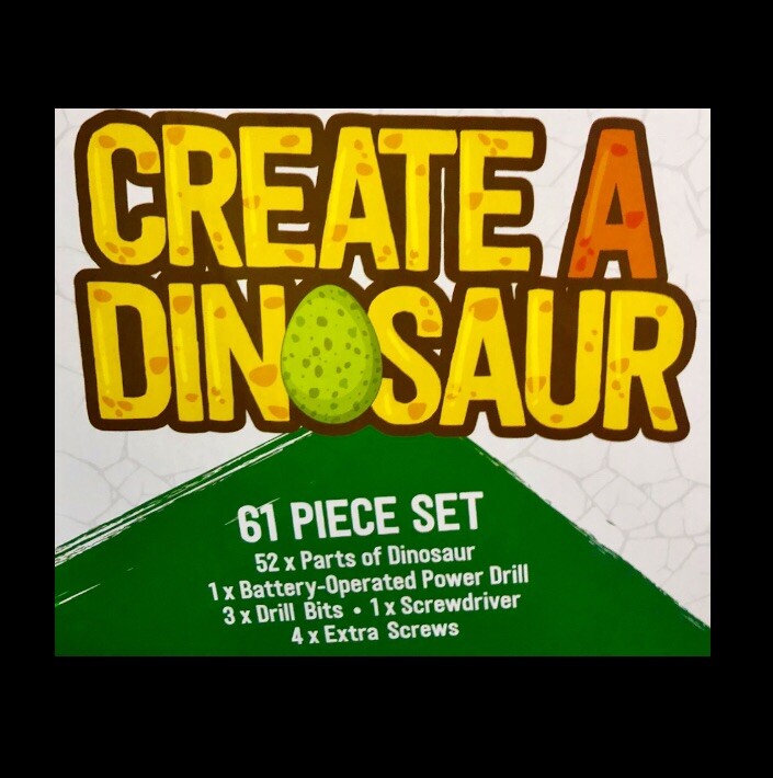 61pc STEM Create A Dinosaur,w Power Drill:Long Neck,triceratops,DIS’/ASSEMBLE