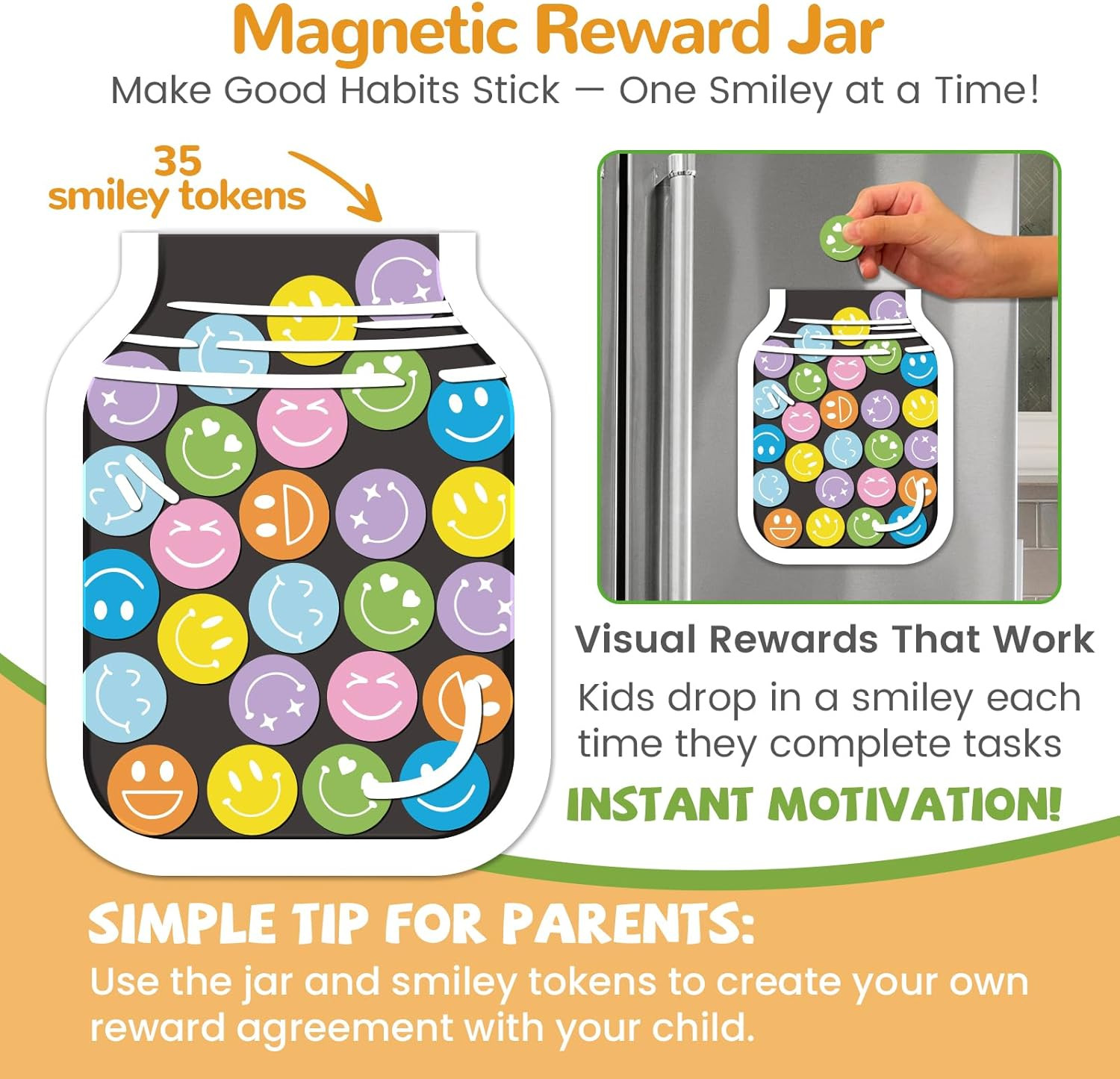 Magnetic Bedtime/Morning/Daily Routine Chart for Kids with Reward Jar-Morning Ro