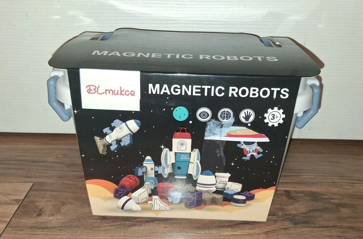 BLmukce Magnetic Robot STEM Toy for Kids 3-5 Educational Playset w/ Storage NEW!