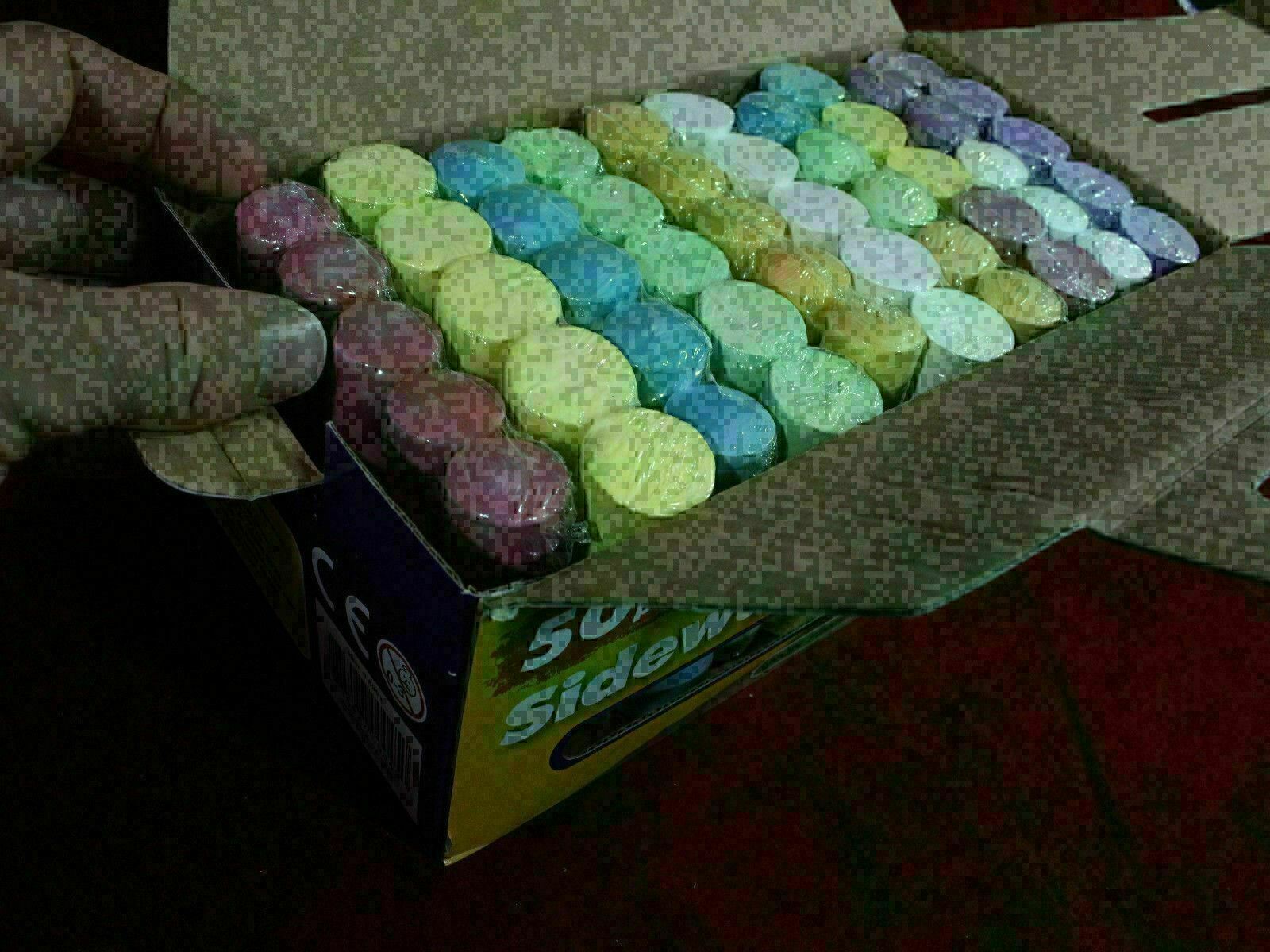 New 50 Pieces of washable and non toxic Sidewalk Concrete Chalk Childrens Game