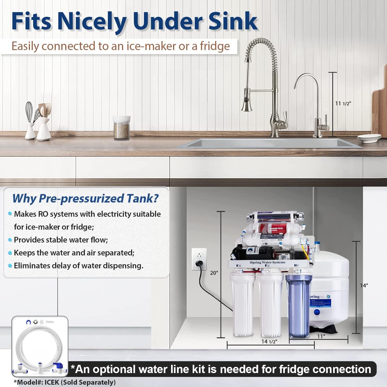 iSpring RCC1UP-AK, 100 GPD 7-Stage Reverse Osmosis Under Sink Water Filtration
