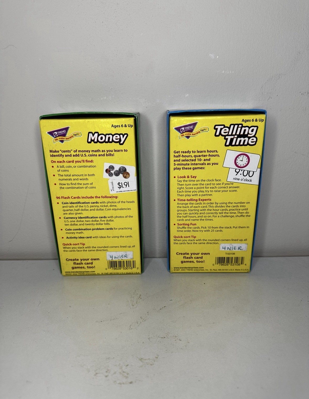 Trend Time And Money And Telling Time Skill Drill Learning Flash Cards 6+