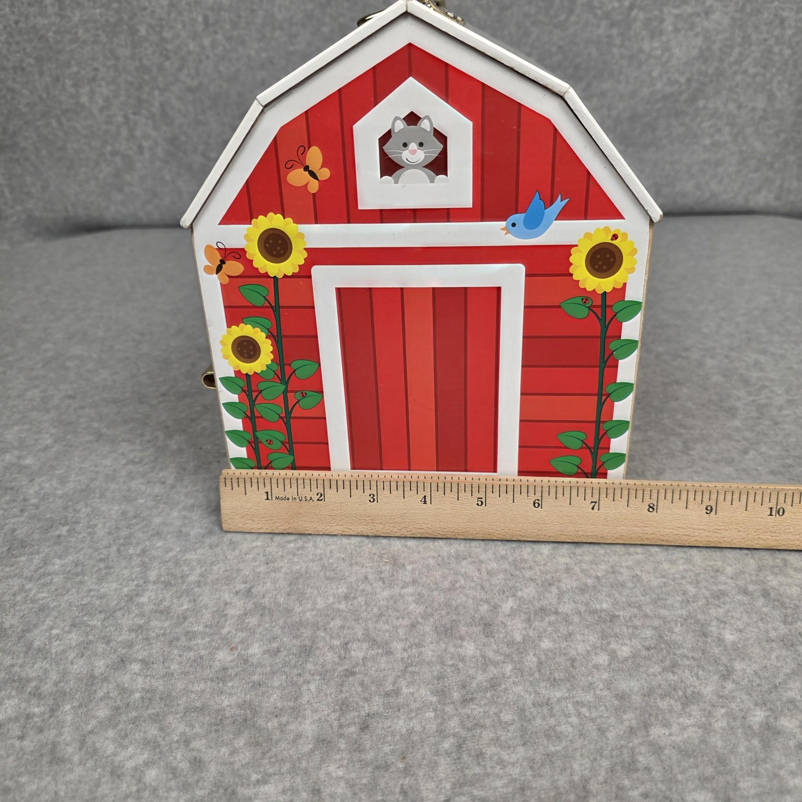 Melissa & Doug Wooden Latches Barn Toy Building Red Farm Animals Kids Playset