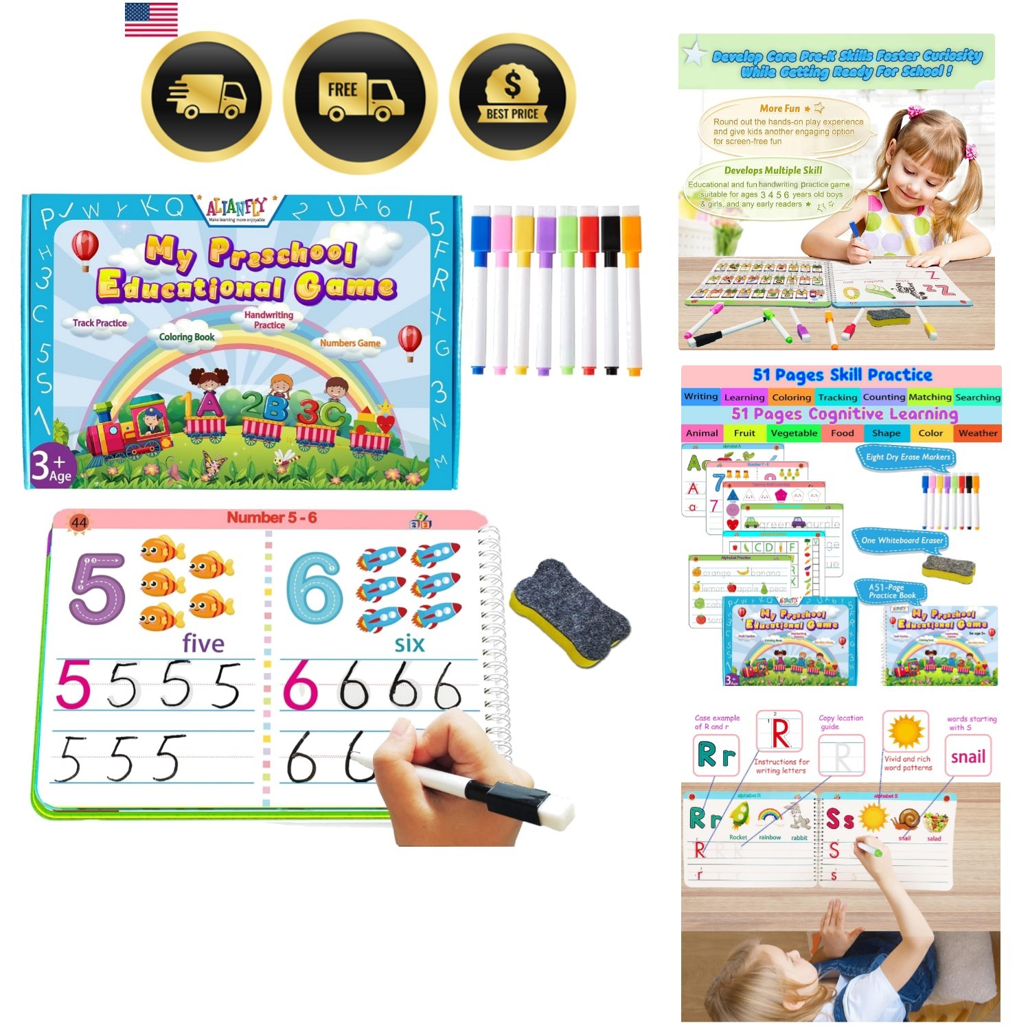Preschool Learning Activities Educational Workbook – Toddler Prek Montessori …