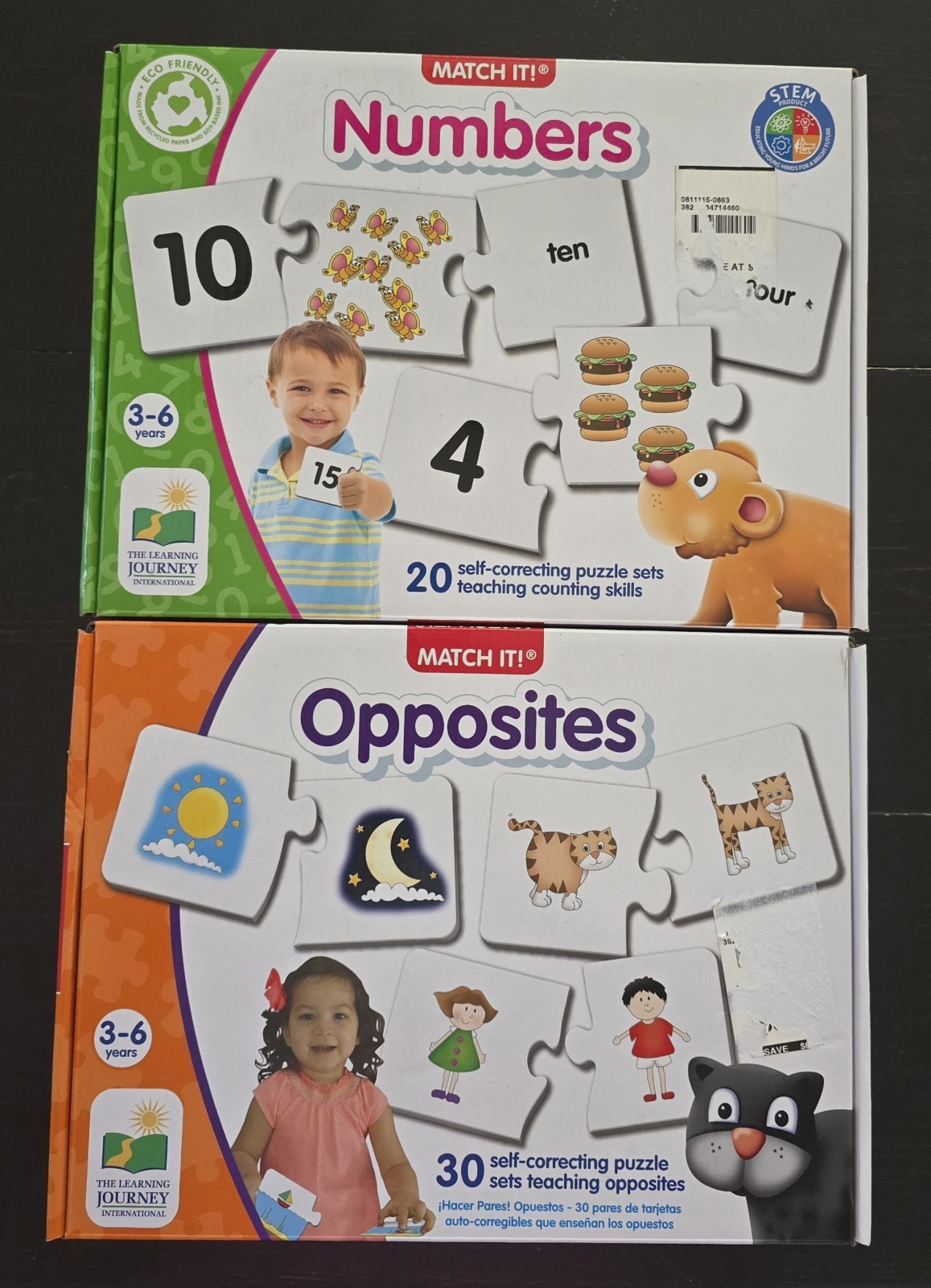 Match It Learning Numbers & Opposites Self Correcting Puzzle Set Learning Fun