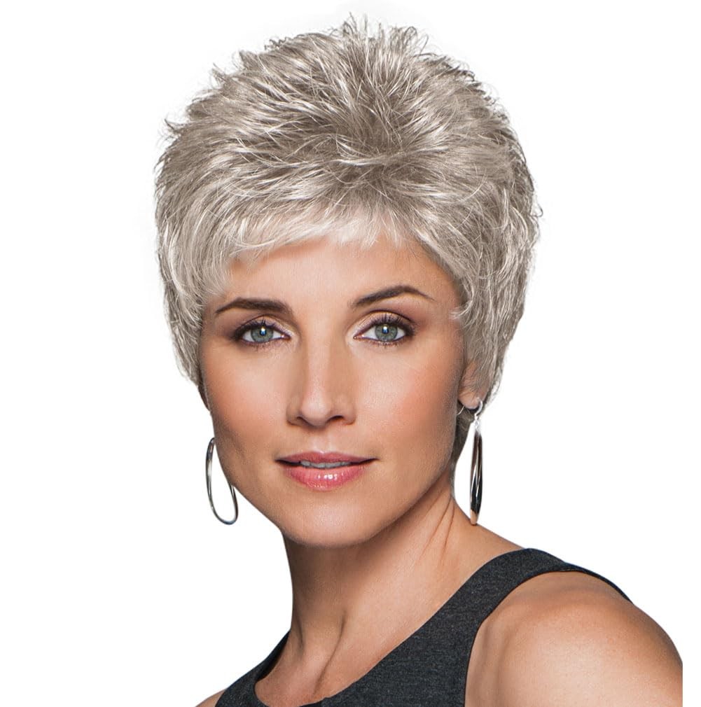 Gabor Flirt Wig GL56-60 Sugared Silver Color Petite Size by Hairuwear Ear Tabs