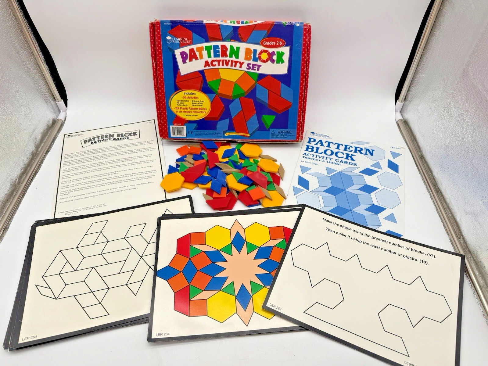 Learning Resources PATTERN BLOCK ACTIVITY SET, 18Activities, 109 Plastic Blocks