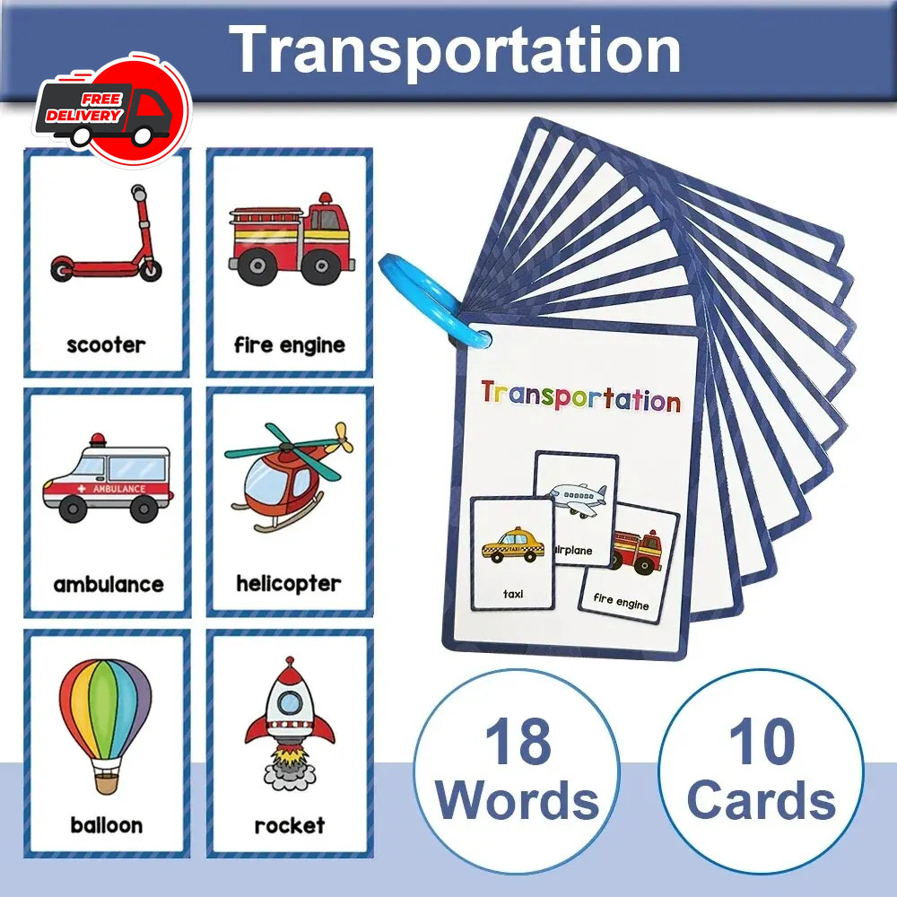 Montessori English Vocabulary Learning Cards for Kids Kindergarten Teaching Aids