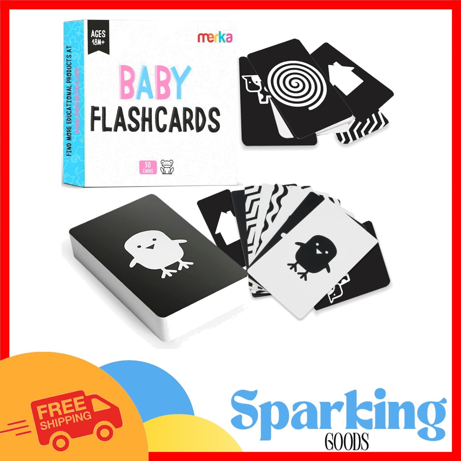 Visual Stimulation Flashcards for Infants – 50 Piece Set for Engaging Play