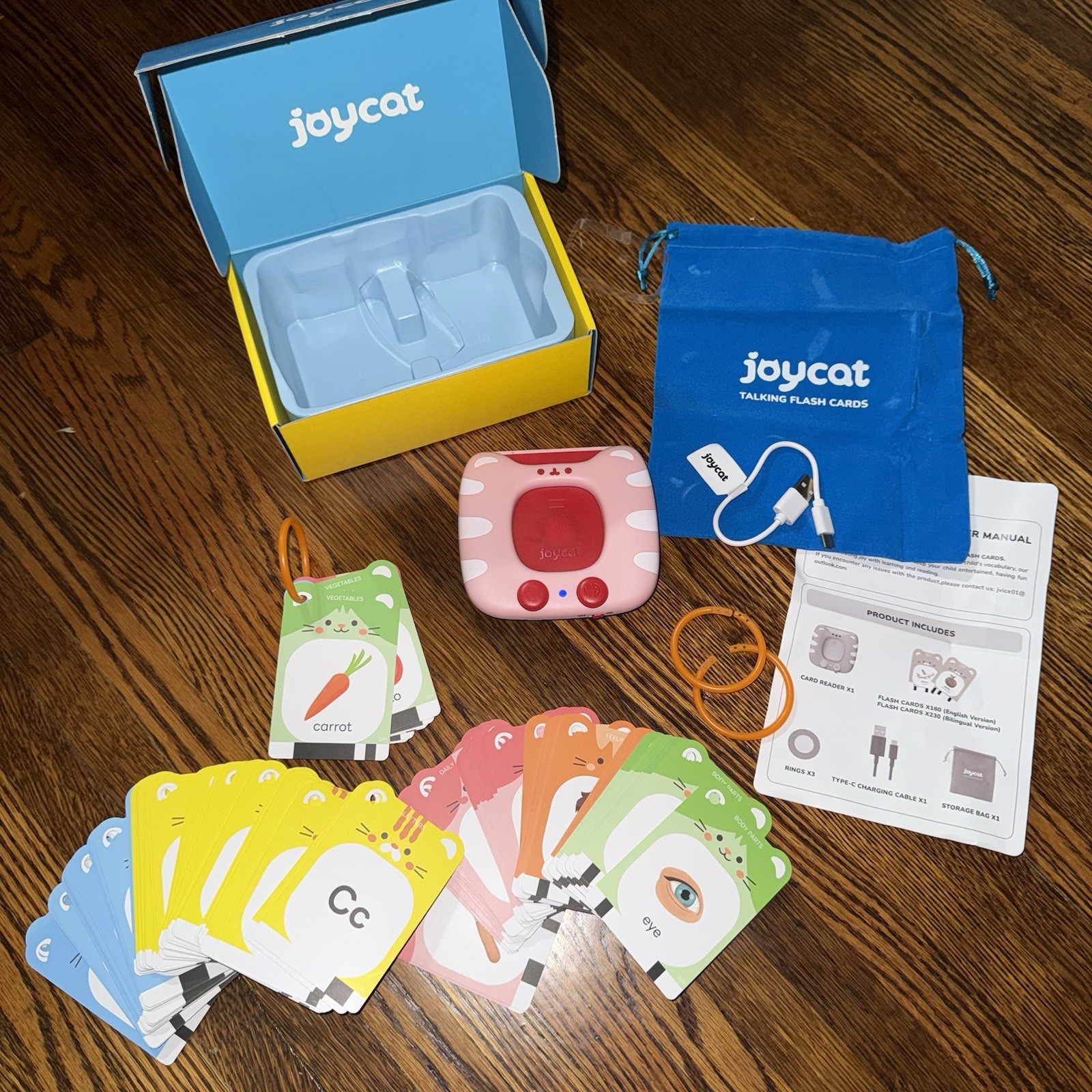 JoyCat Talking Flash Cards 314 Words Pink Alphabet Letters Kids 2+ Educational