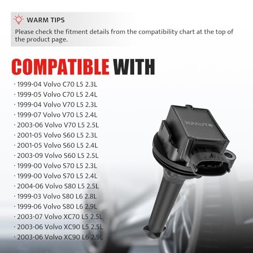 5 Pack Ignition Coils UF341 For Volvo S60 XC90 2.3 2.5