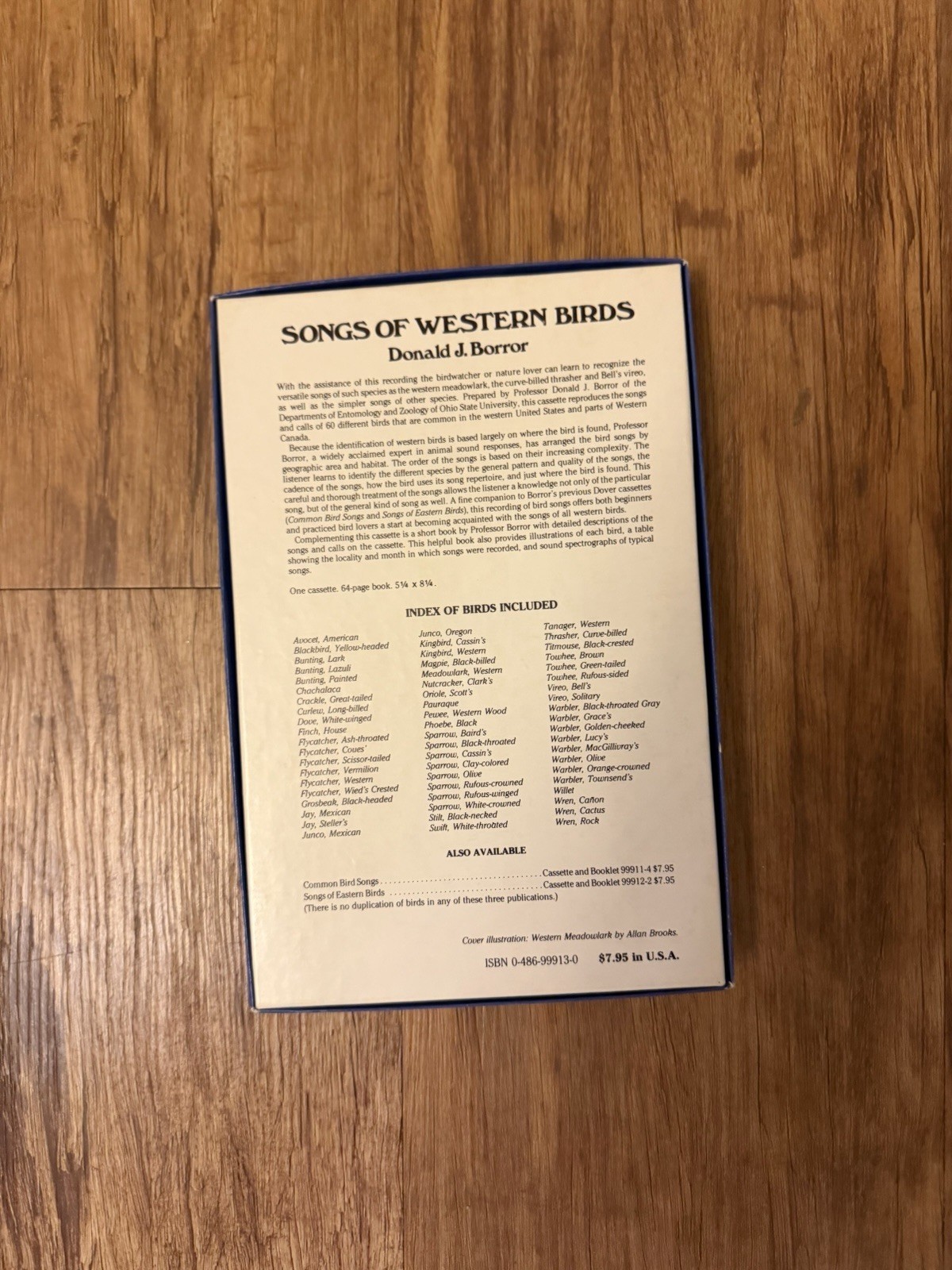vintage educational cassette set titled Songs of Western Birds by Donald J. Borr