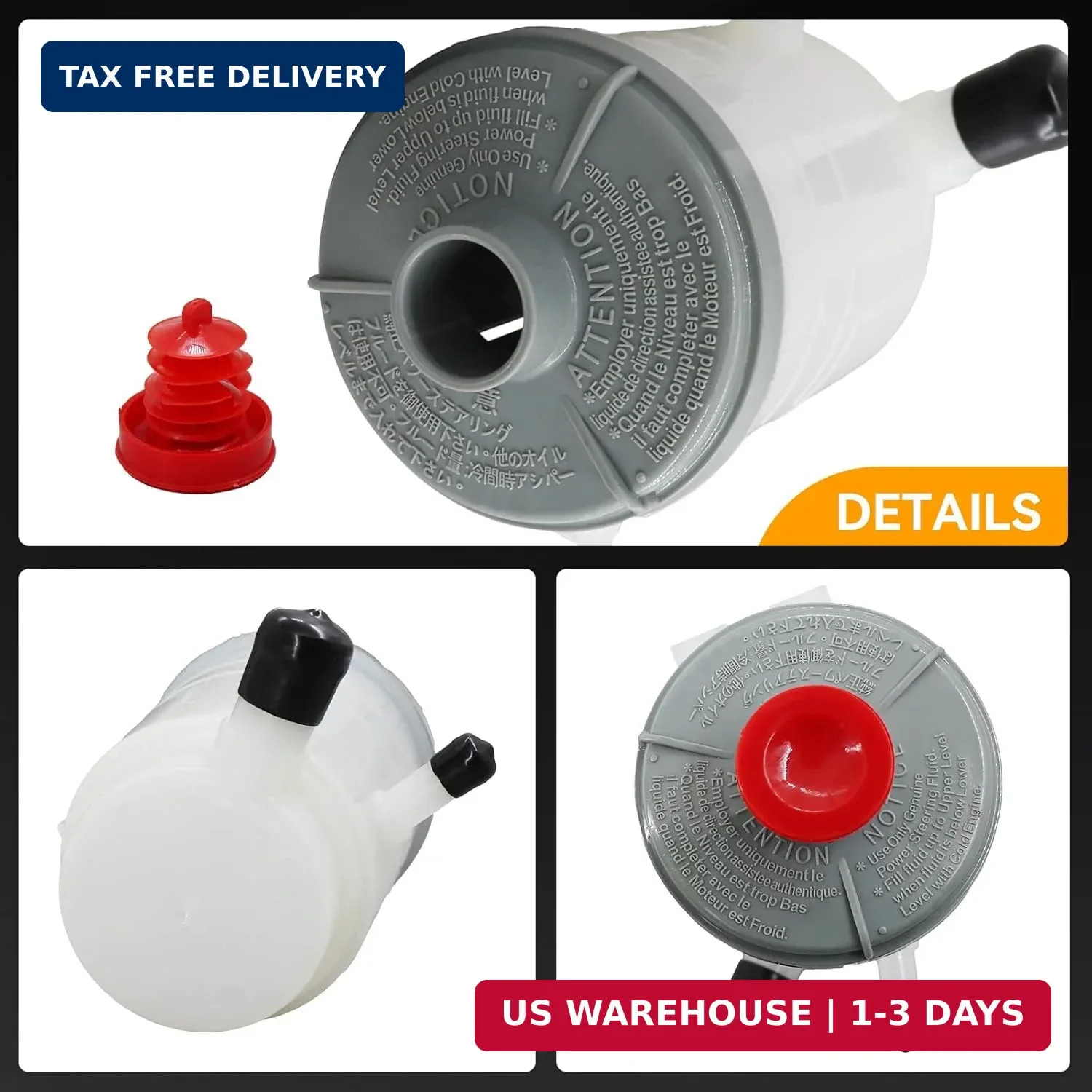Power Steering Reservoir Tank with Cap, Compatible with Honda Accord 2008-2012,