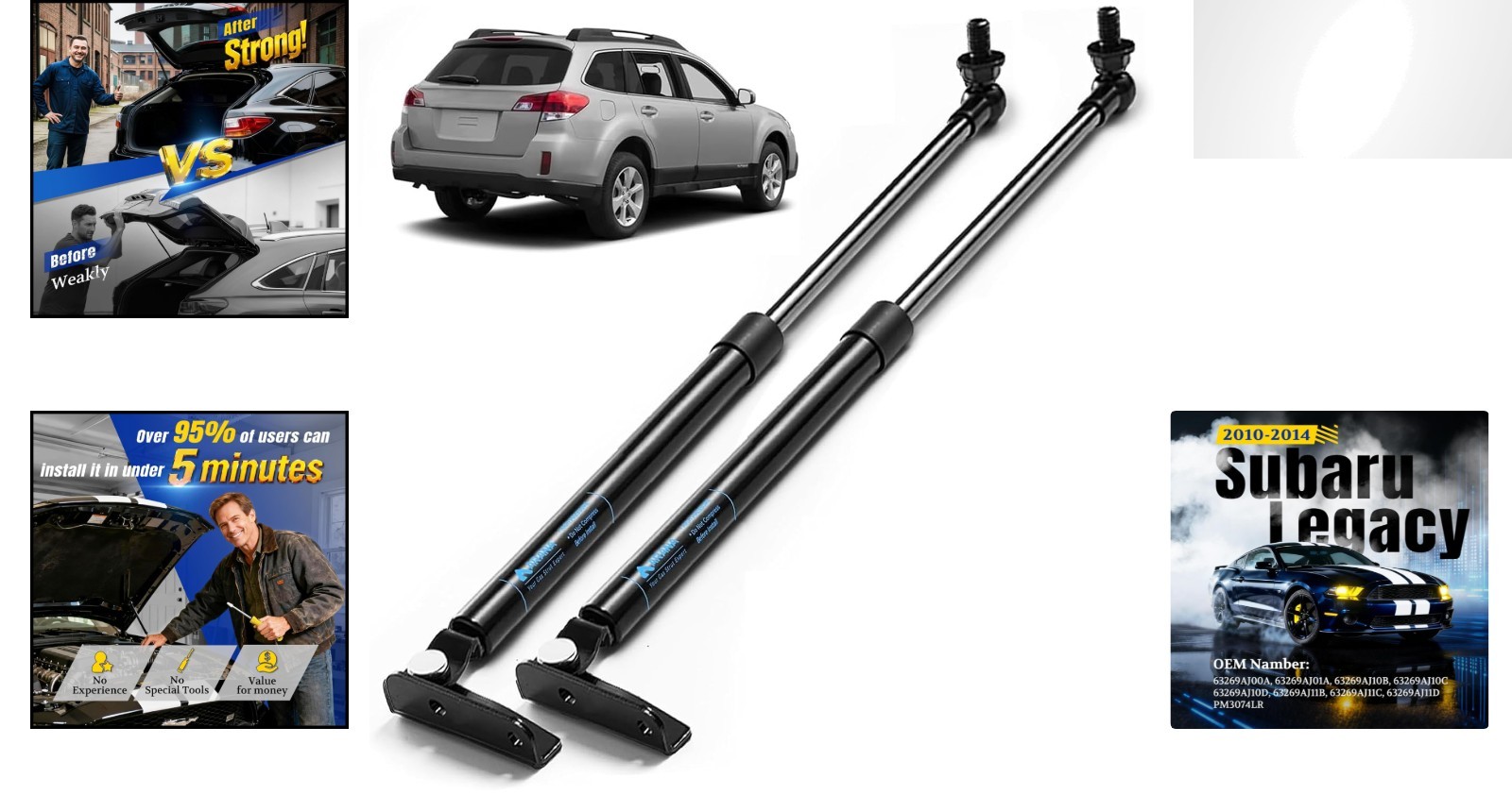 Durable Carbon Steel Rear Hatch Lift Support Struts for Subaru Legacy & Outback