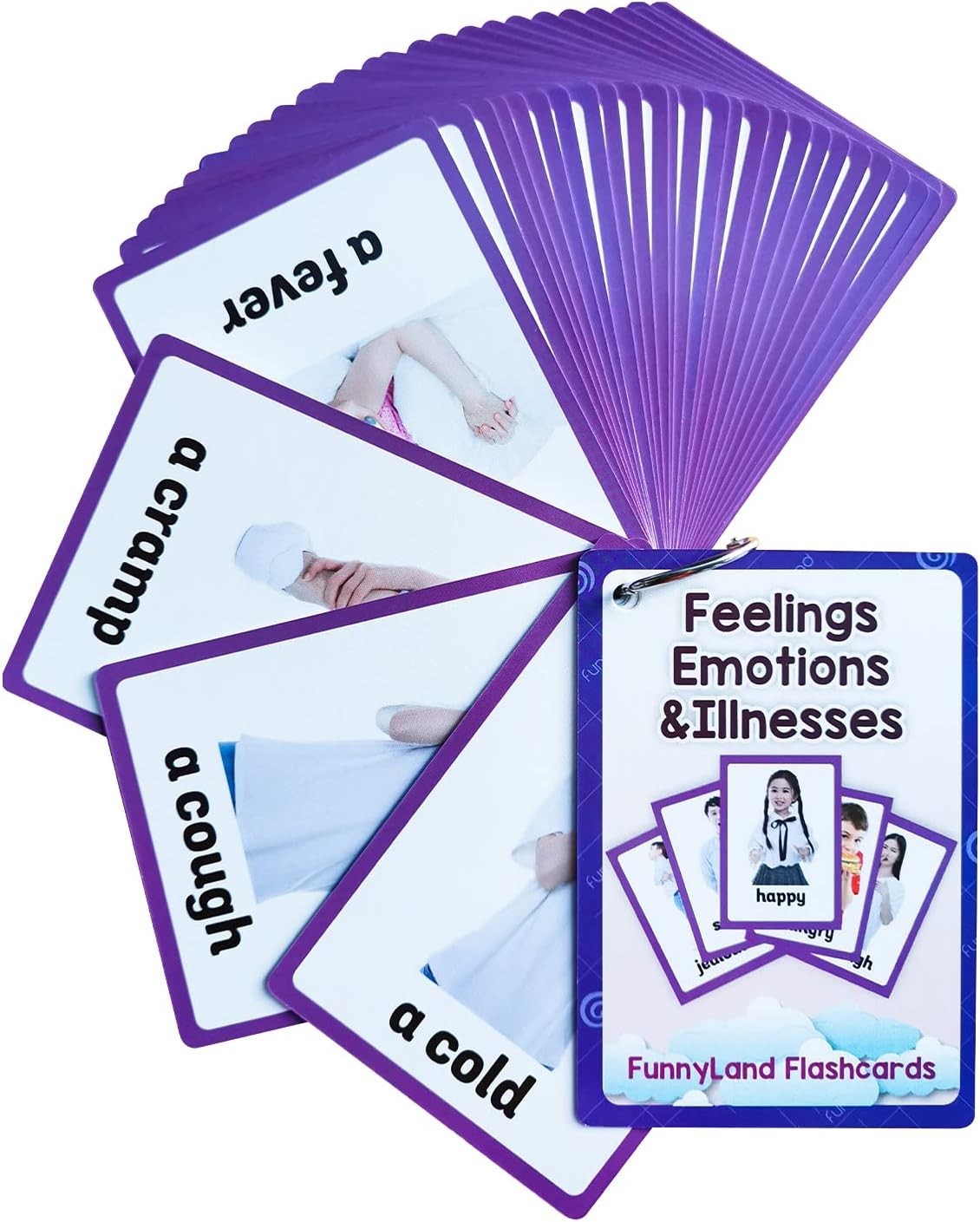 Lilias Feelings Emotions Flash Cards | Toddler Preschool Learning | 32 Card Set
