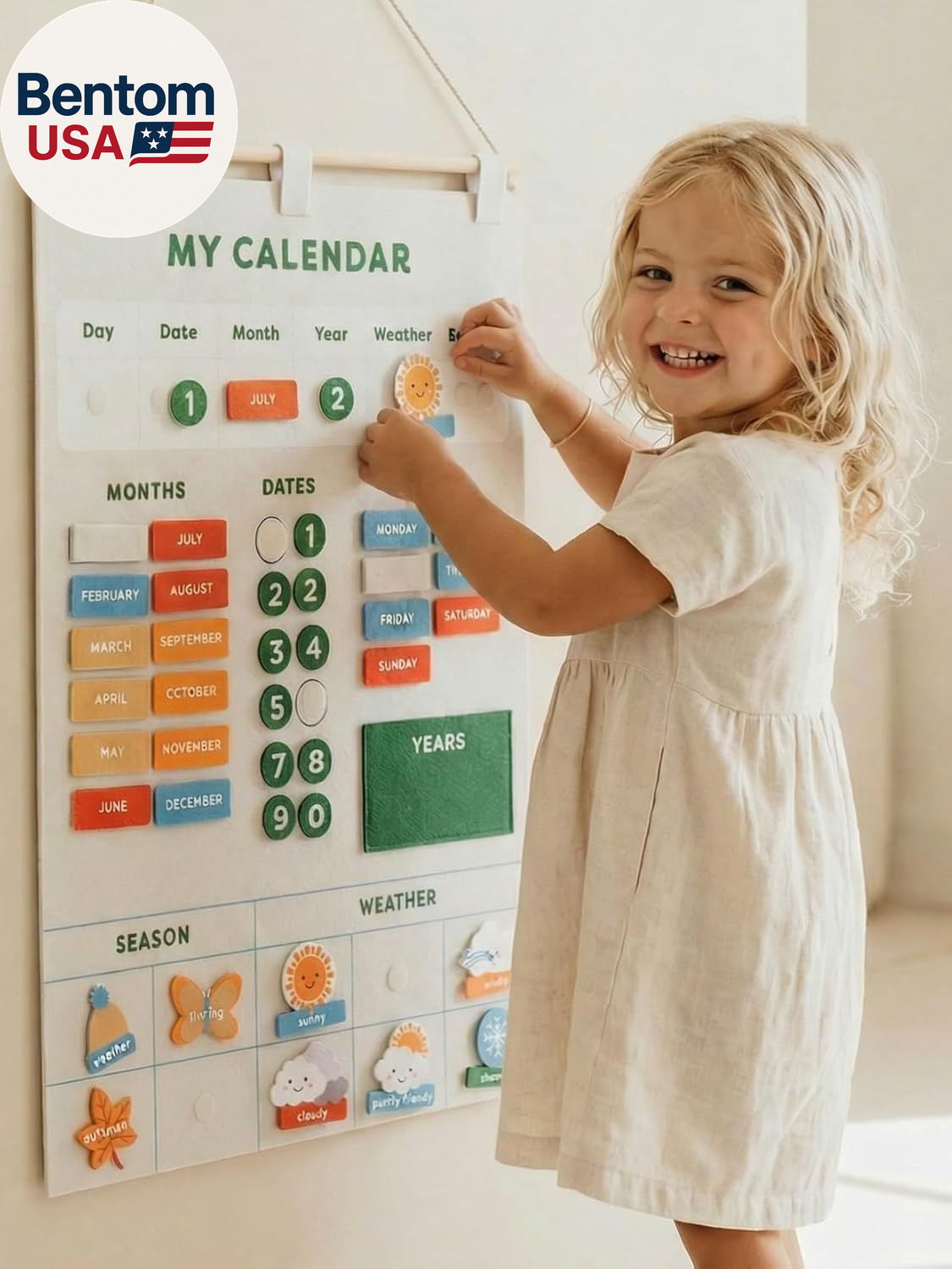 Beautiful Toddler and Kids Calendar – Perfect Homeschool Supplies with Months, D