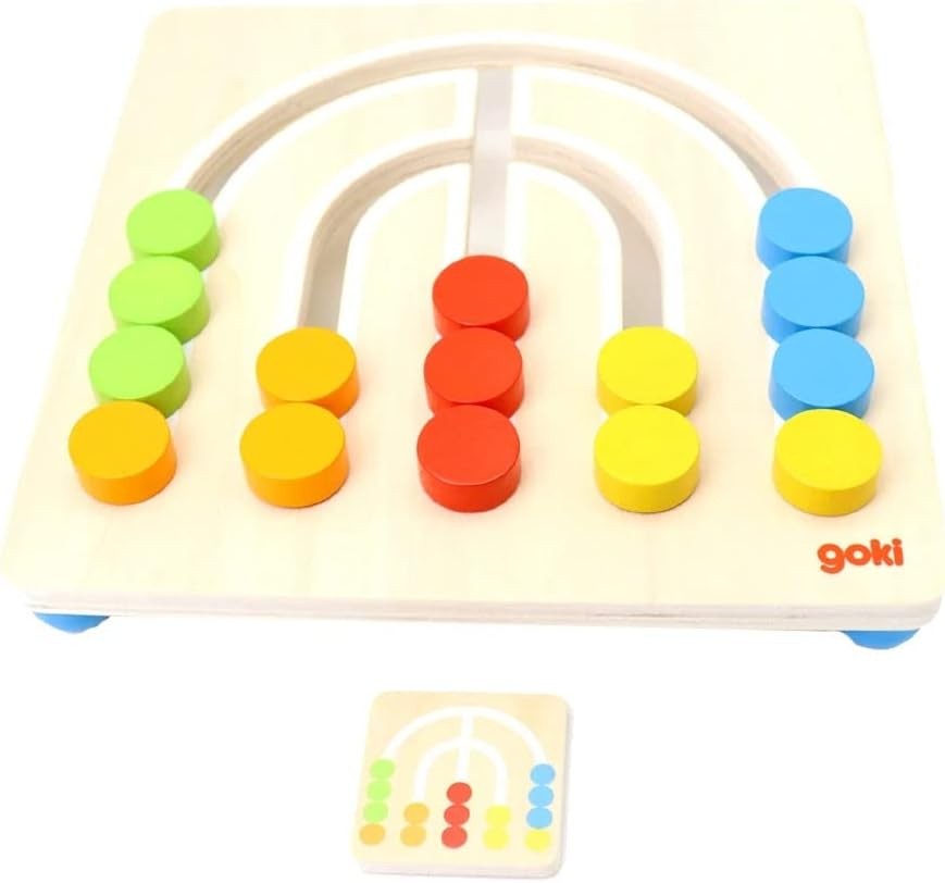 Goki 58436 Rainbow Leaderboard, 5 Colors Domino, multicoloured