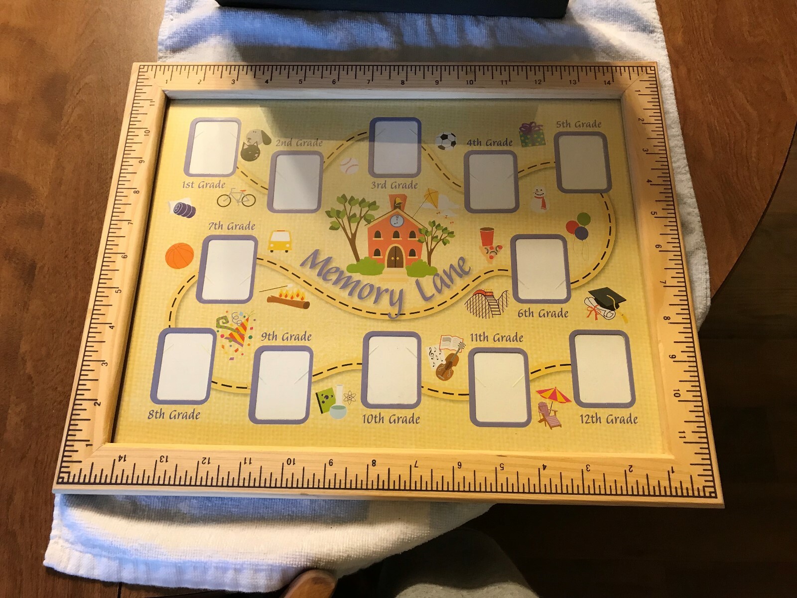 Memory Lane School Picture Wooden Ruler Frame Illustrated Matting 1st – 12th