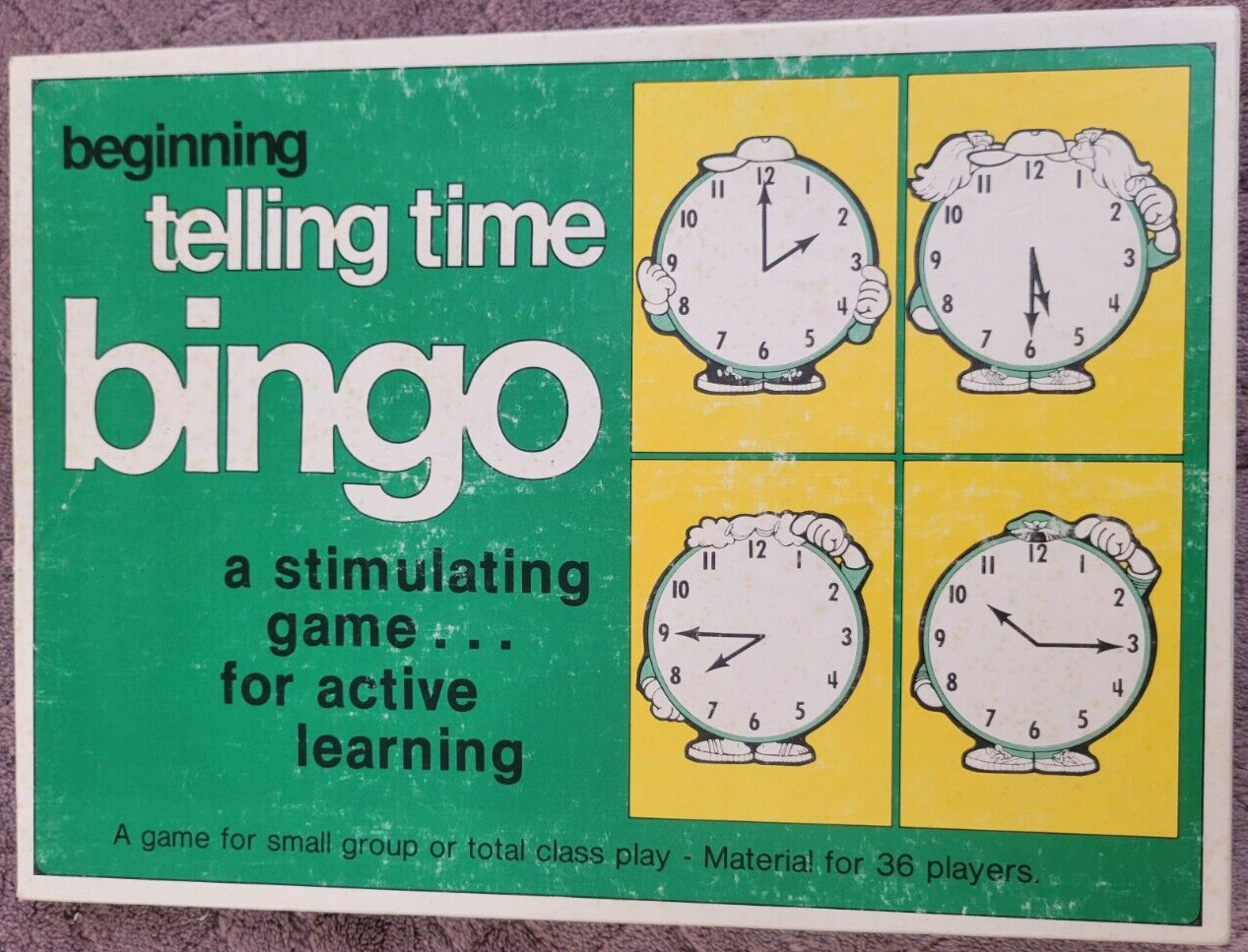 Vintage Trend Beginning Telling Time Bingo Complete – Active Learning -1977