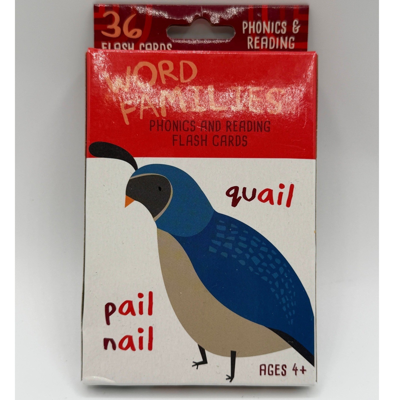 Word Families Phonics and Reading Flash Cards 36 Count Bendon Ages 4+ Red White