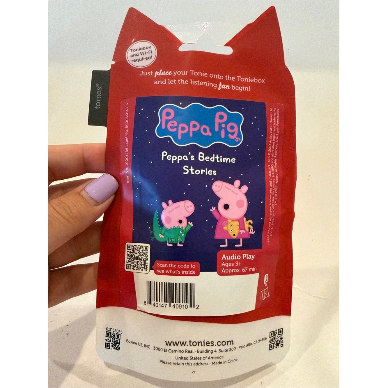 NWT Tonies Peppa Pig Peppa’s Bedtime Stories Figurine – Pink & Teal