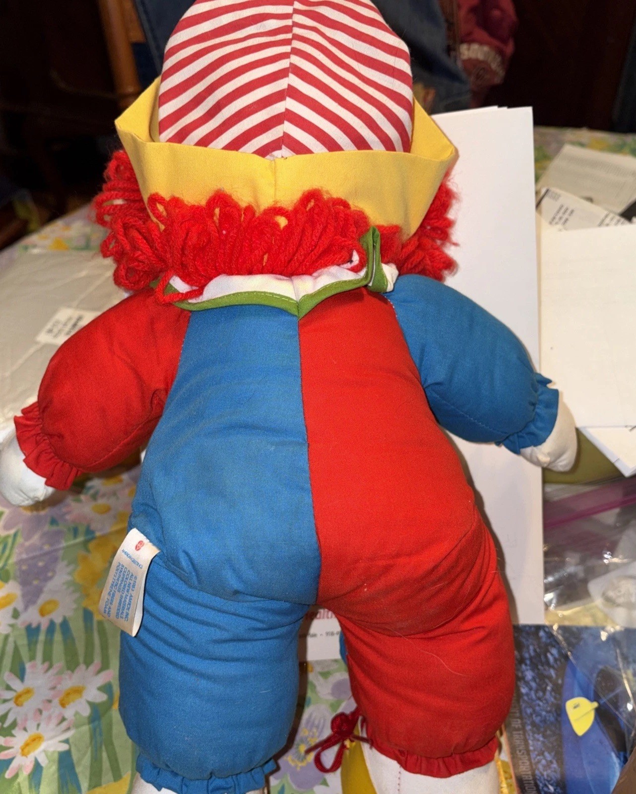 American Greetings Amtoy Clown Doll 1983 Educational Plush Toy Snap Button Zipp…