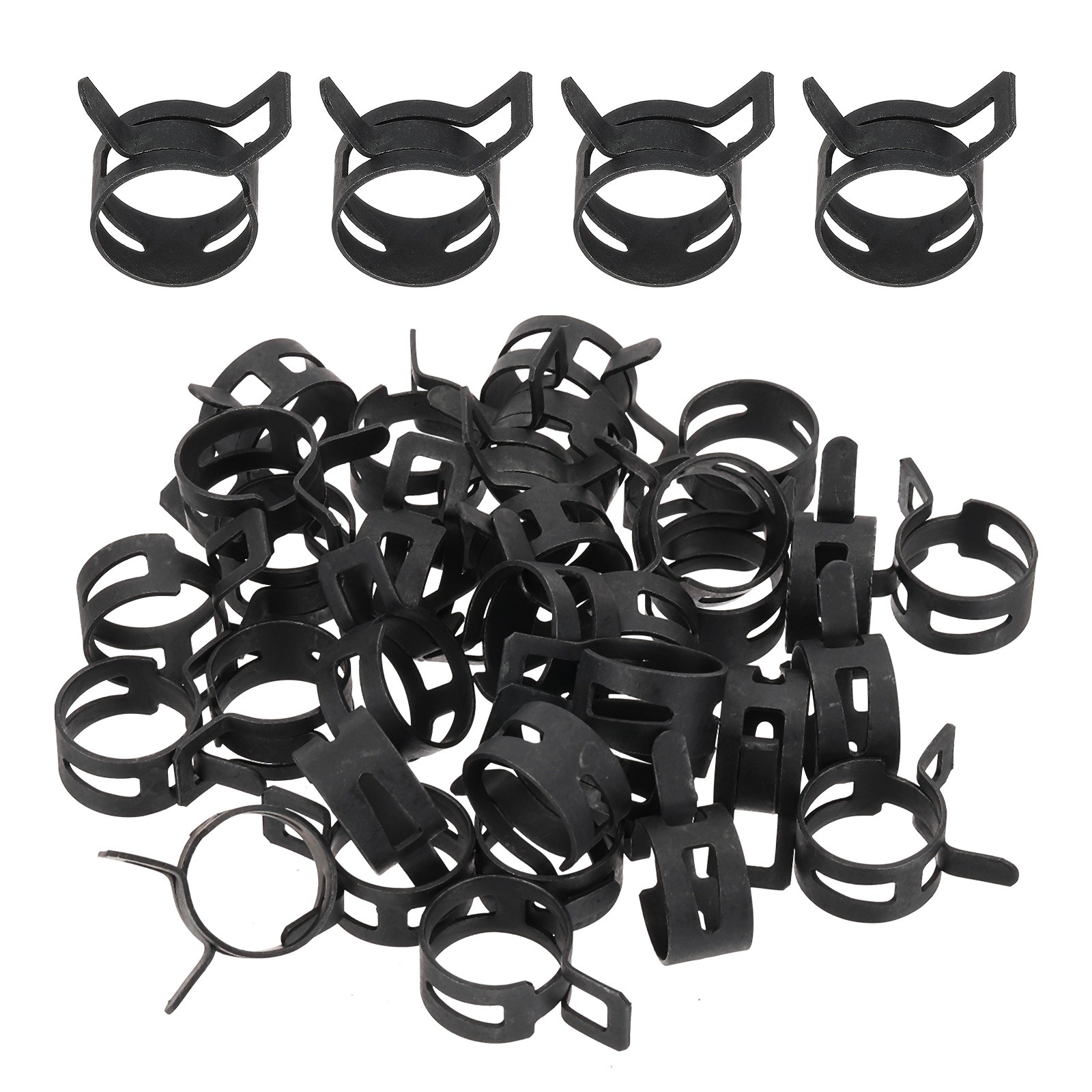 32 Pcs Spring Band Hose Clamps for 17.3-19.1mm OD 0.6″(16mm) ID Black