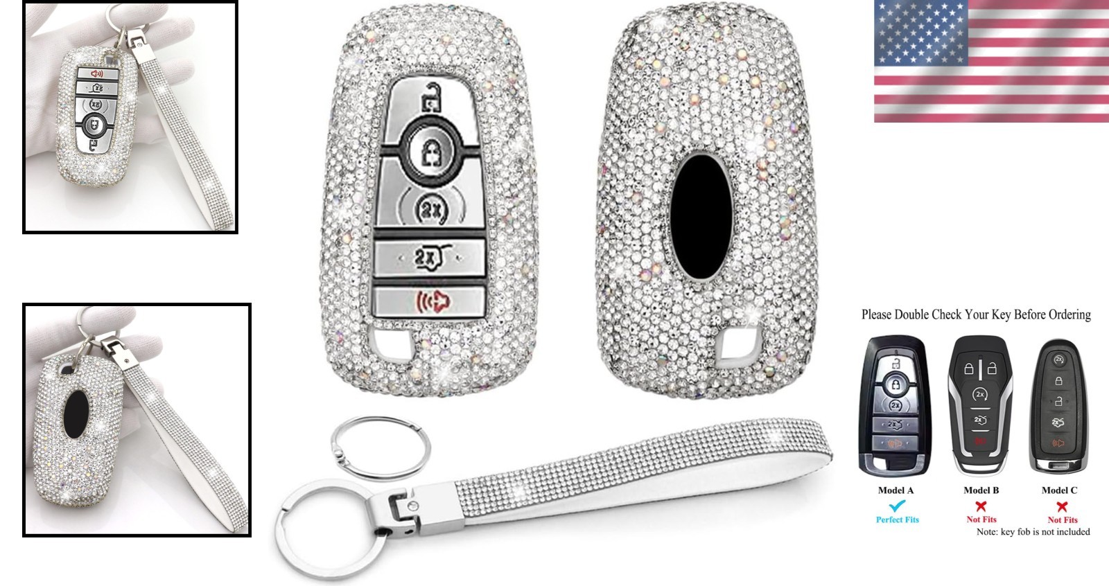 Key Fob Cover Case Keychain Compatible with Ford Explorer Edge Mustang Fusion…