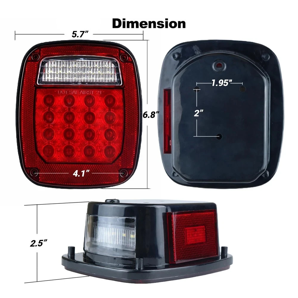 Tail Lights Assembly Replacement for 1979-2006 Wrangler TJ YJ CJ5 CJ7 Red Squ…