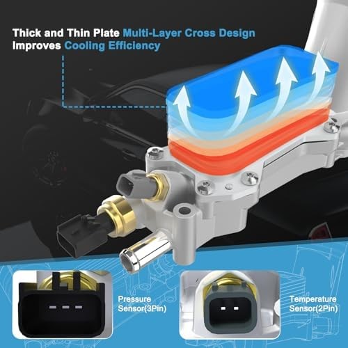 Aluminum Engine Oil Cooler, Oil Filter Housing 3.6L Adapter For 2017-2018 Chrysl