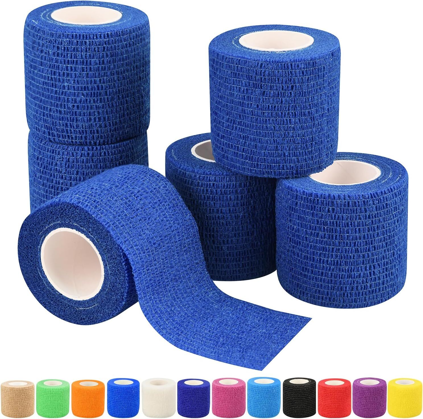 1″/2″/3″/4″ Self Adhesive Bandage Wraps, 6/12/24/48 Pack Vet Wraps, 12 Colors to