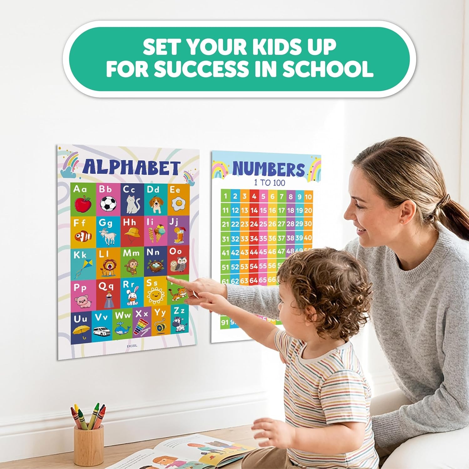 Colorful Educational Posters For Toddlers 11×17 Inch Learning Materials
