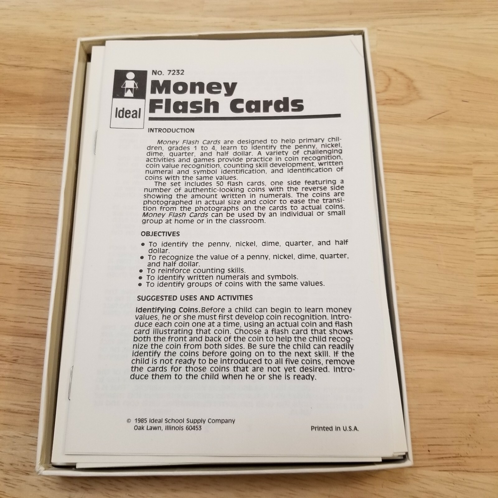 Ideal School Supply Company Money Flash Cards Vintage 1985 Complete