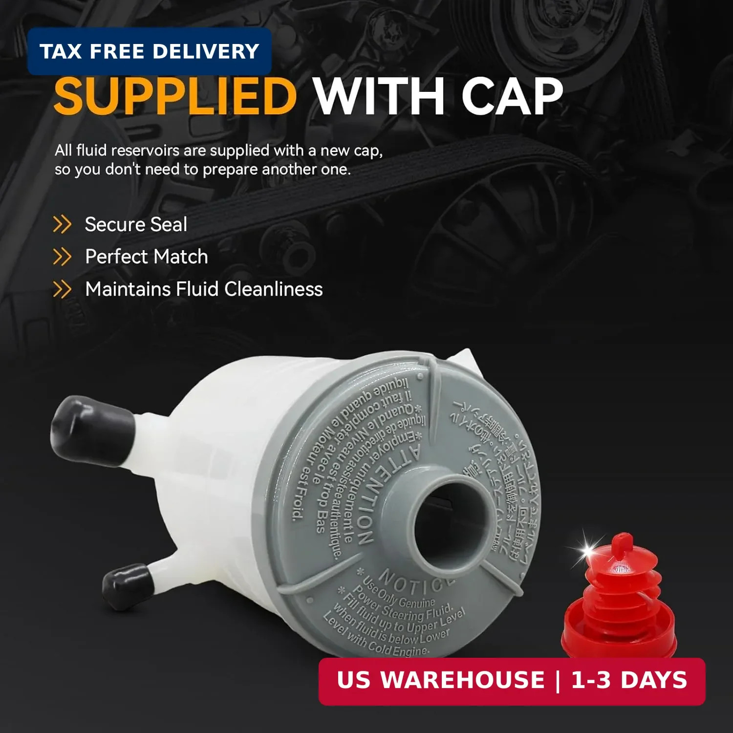 Power Steering Reservoir Tank with Cap, Compatible with Honda Accord 2008-2012,