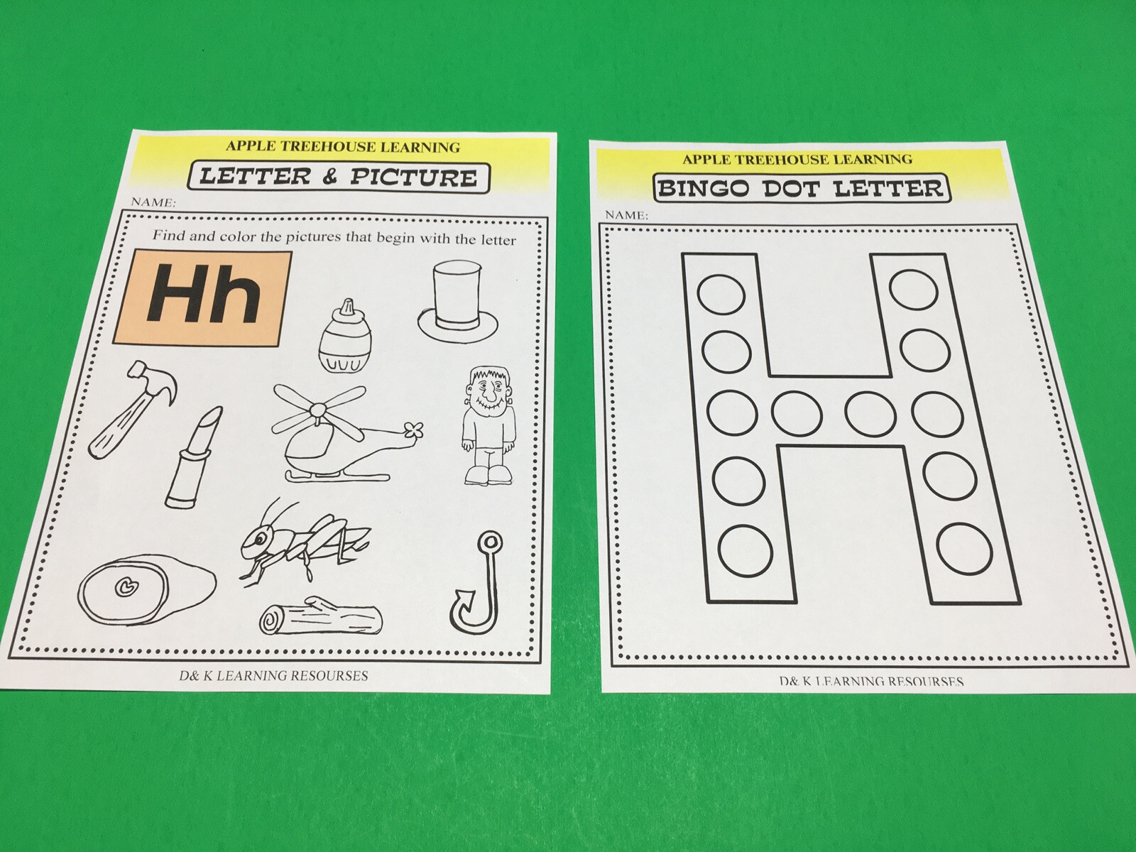 Letter Hh – Apple Treehouse Worksheets – Preschool Teaching supplies 20pgs