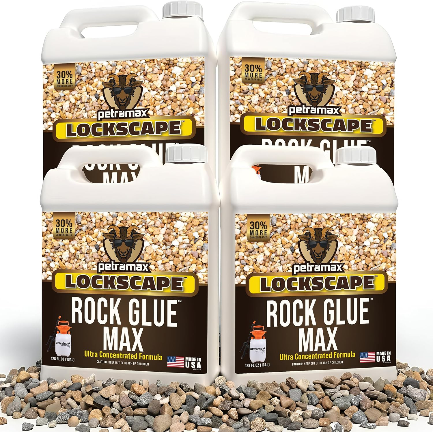 Max Rock Glue for Landscaping, 4 Gal – Wide Coverage & Pet Safe Mulch Glue for R