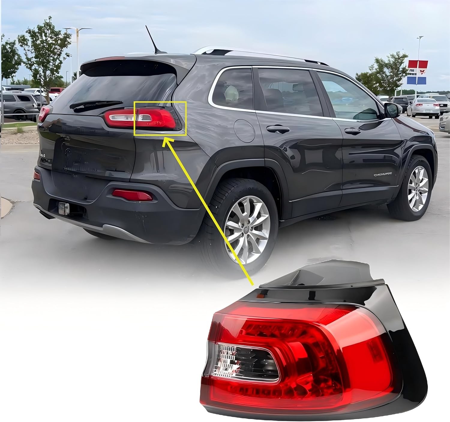 Passenger Side Tail Light Assembly Compatible With 2014-2018 Jeep Cherokee Rear