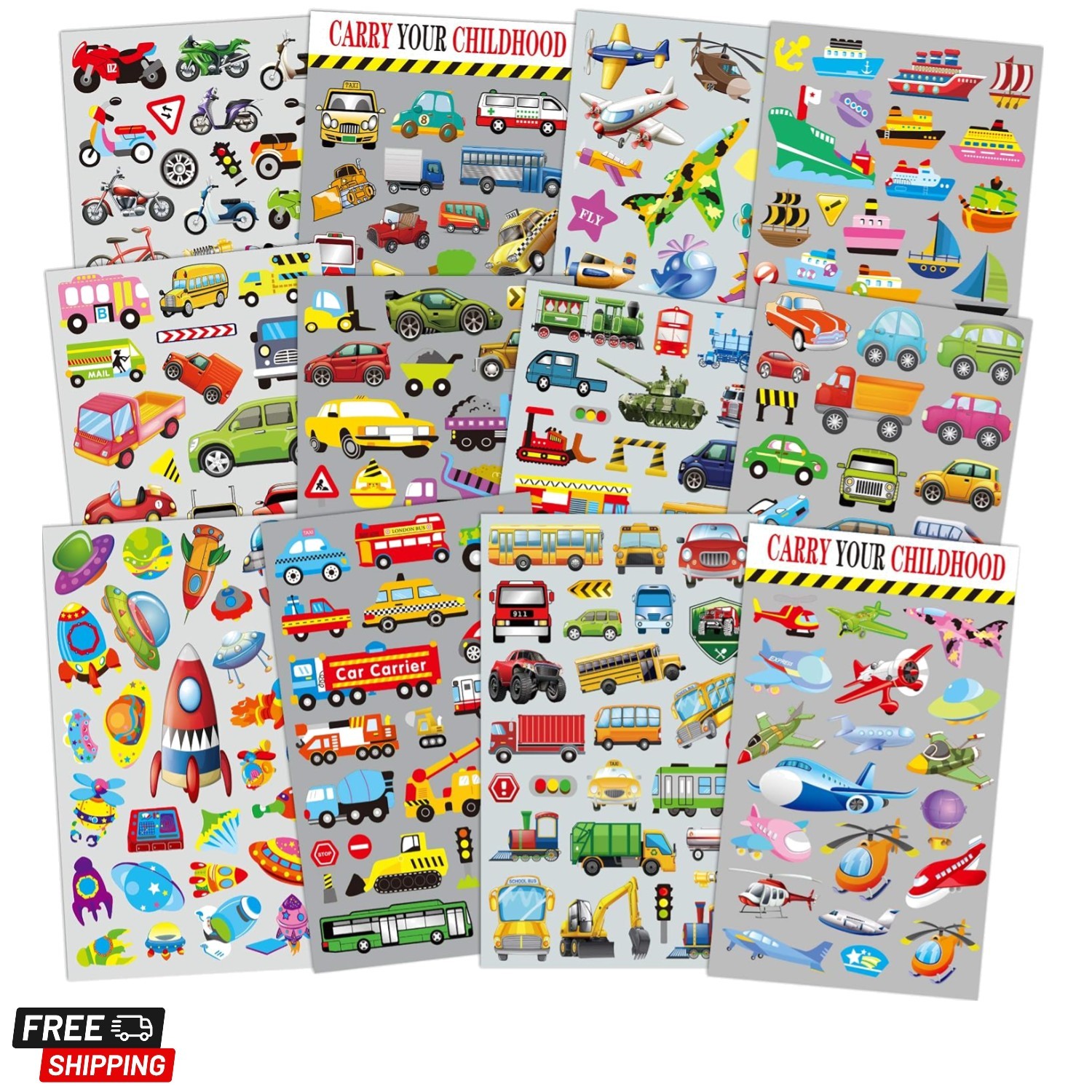 Transportation Stickers for Kids, Teaching Aids for School and Home, Rewards …