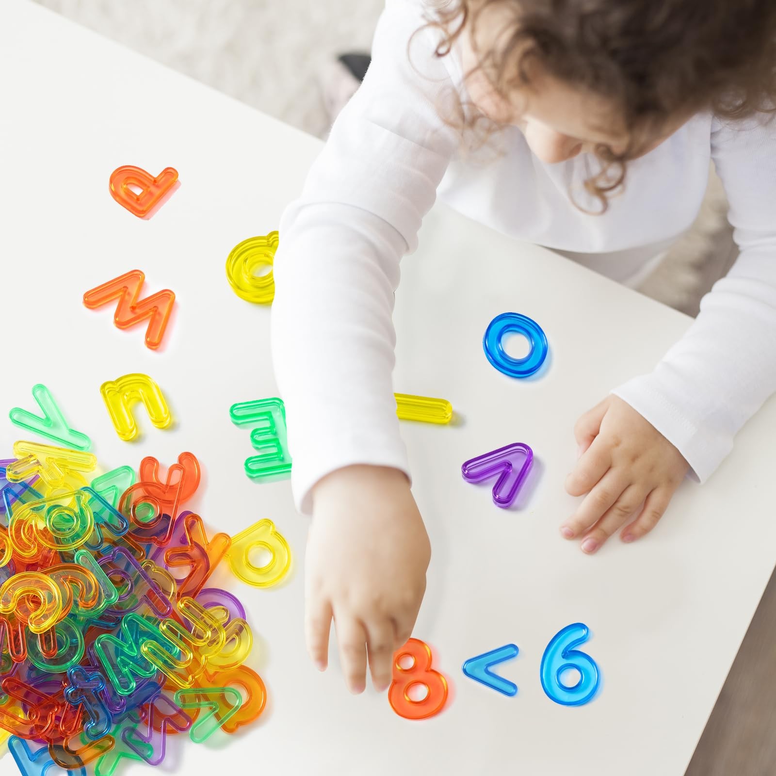 66 Pcs Translucent Letters and Numbers – About 2 Inches – Plastic Alphabet Le…