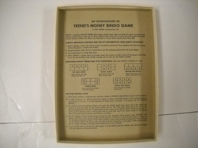 Vintage Trend Pennies, Nickels, & Dimes Money Bingo W/ Laminated Cards 1977
