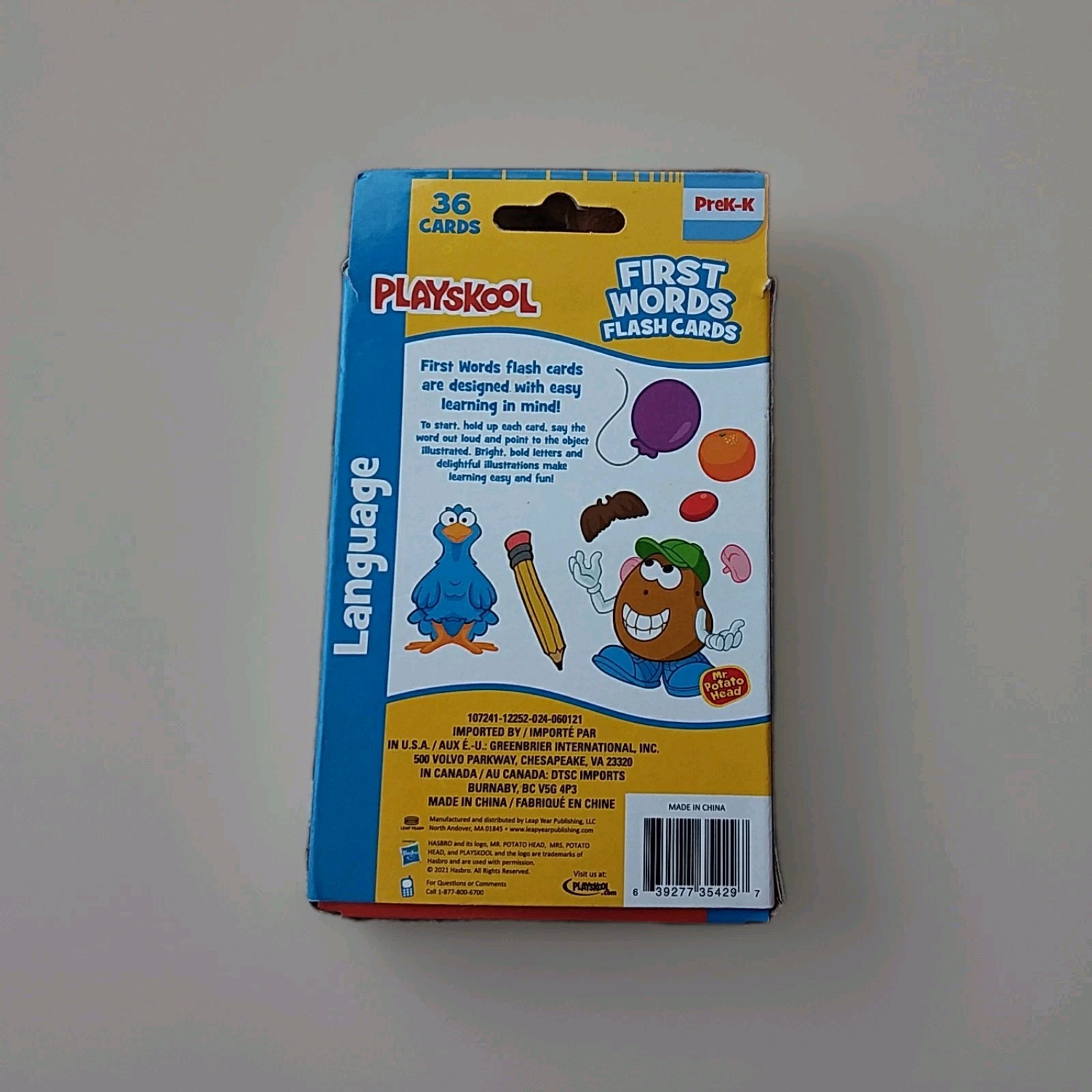 First Words Flash Cards PreK-K (36 Cards) ~ Mr. Potato Head ~ Playskool